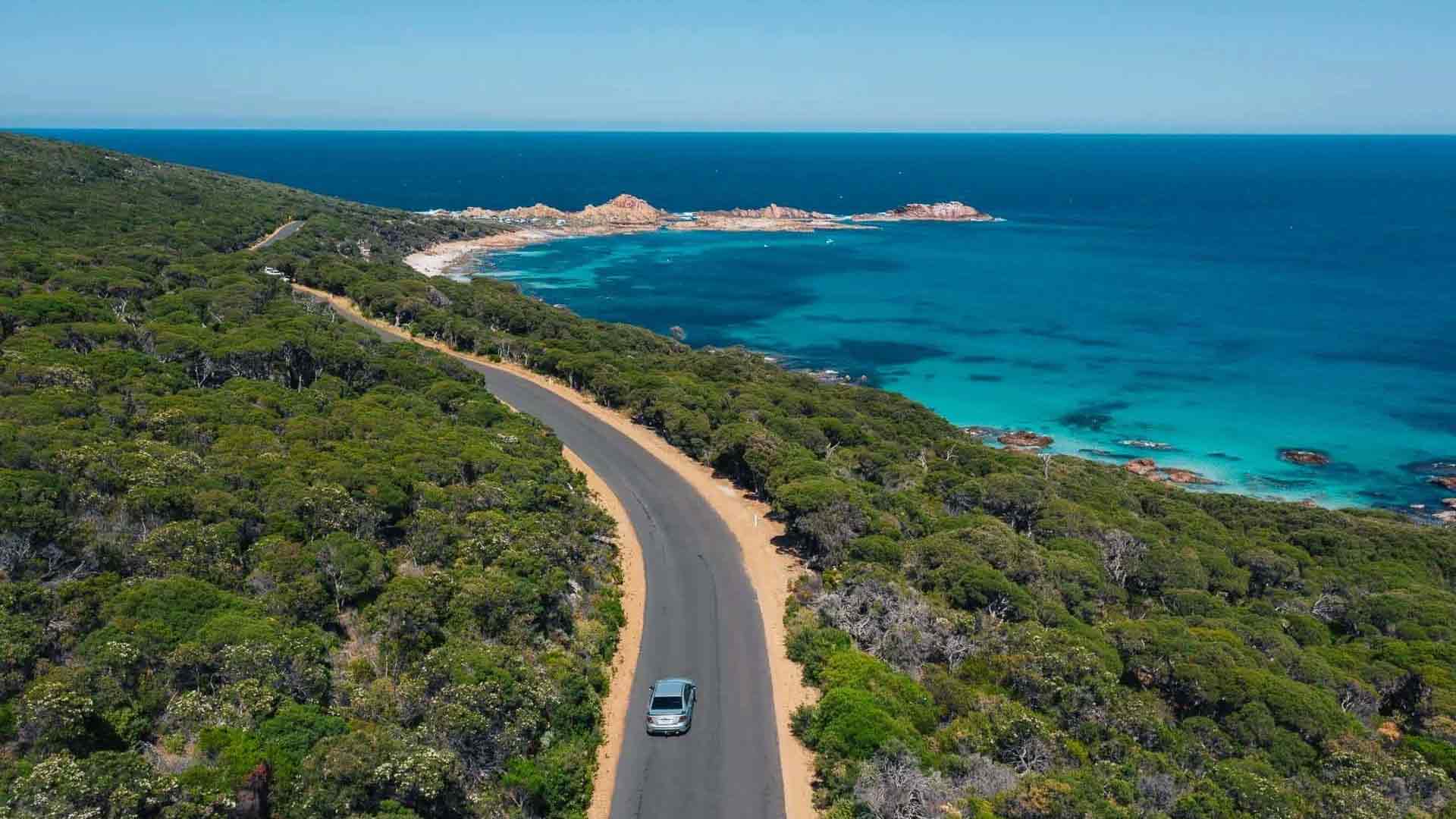 Meelup-Eagle Bay Road leading toward Point Piquet in the Margaret River Region of Western Australia